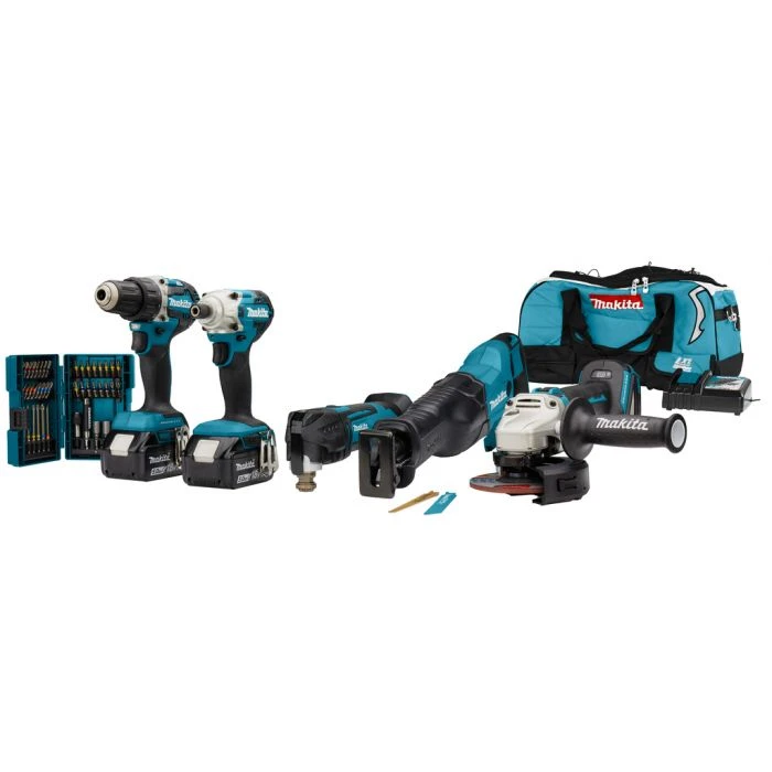 Makita DLX5068TX1 18 V Combiset Voor (slag)schroeven, Boren, Slijpen En Zagen En Met Multitool