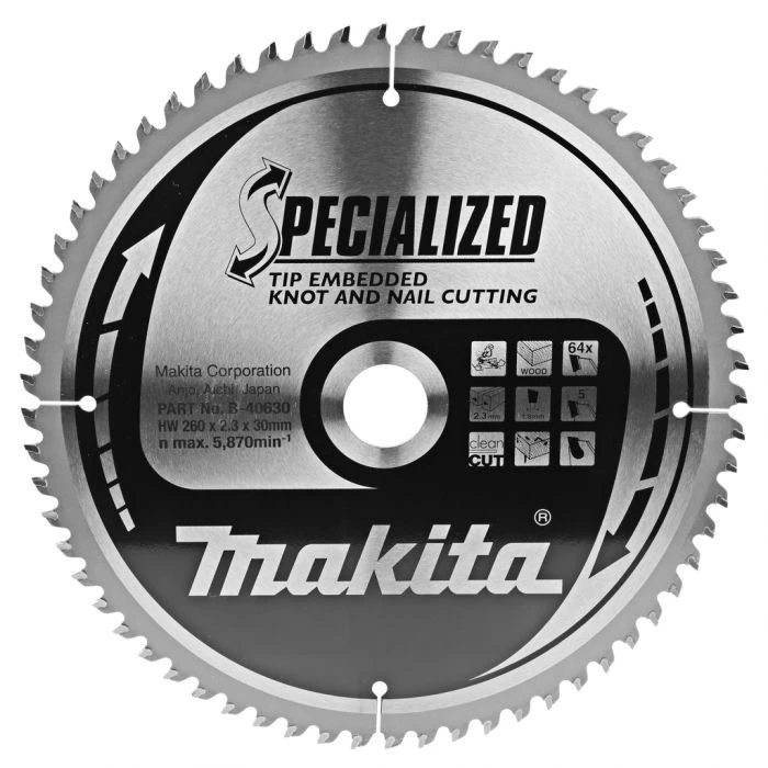Makita B-40630 Afkortzaagblad Hout (noest/spijker)